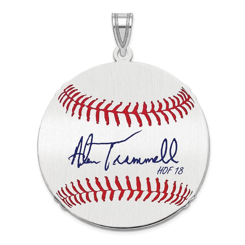 Sterling Silver Alan Trammell Signature Lg Enamel Baseball Pendant